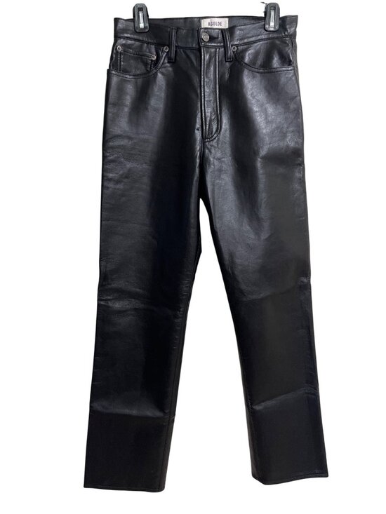 Agolde Pants - Agolde Women Size 29 90s Pinch Waist Leather Pants Black High-Waist Straight-Leg
